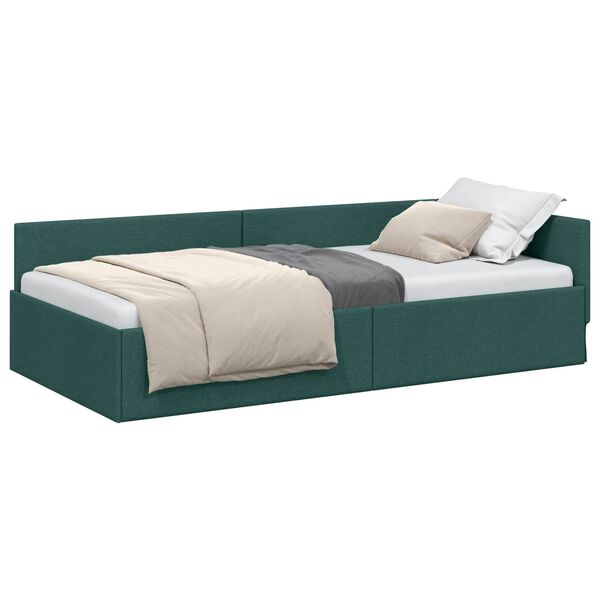 vidaXL Hoekbedframe met hoofdeinde Donkergroen 100 cm x 200 cm Fluweel