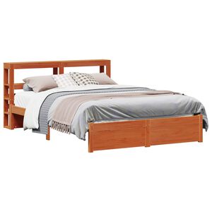vidaXL Bedframe met hoofdeinde Wasbruin 150 x 200 cm Massief Vurenhout