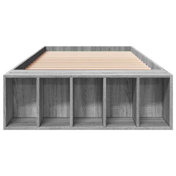 vidaXL Bedframe bewerkt hout grijs sonoma eikenkleurig 90x200 cm