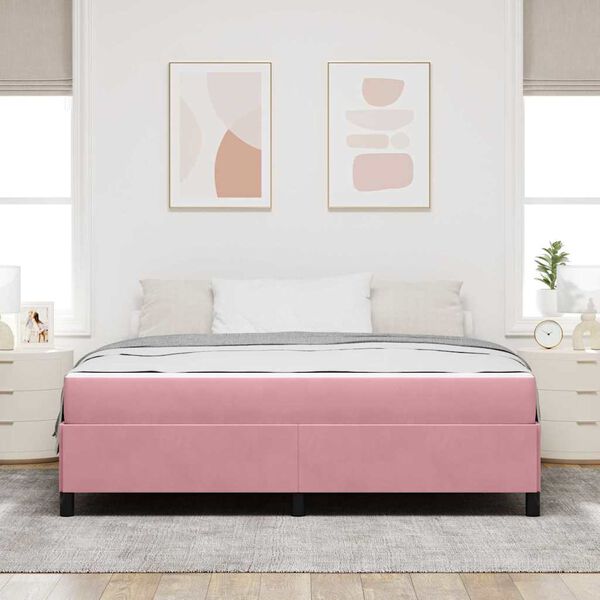 vidaXL Bedframe met matras Roze 180 x 200 cm Stof