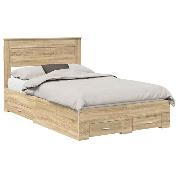vidaXL Bedframe met lade met hoofdeinde met opslag Bewerkt hout