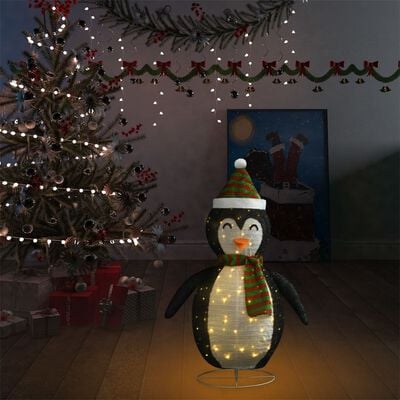 vidaXL Kerstpinguïn decoratief LED 90 cm luxe stof