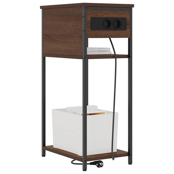 vidaXL Nachtkastje Bruin Eiken 41 x 28 x 76 cm Bewerkt hout