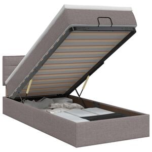 vidaXL Ottoman bed met matras met hoofdeinde Taupe 90 x 190 cm Stof