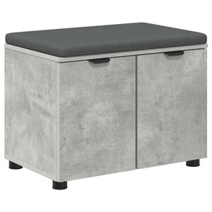 vidaXL Halbank met kussen met plank Beton Grijs 60 x 38 x 46 cm