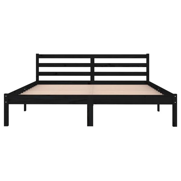 vidaXL Bedframe massief grenenhout zwart 160x200 cm