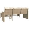vidaXL Tuinbank met tafel en kussens L-vormig poly rattan beige