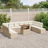 vidaXL Tuin Sofa Set met opslag 11 pcs Beige Poly riet