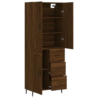 vidaXL Hoge kast 69,5x34x180 cm bewerkt hout bruin eikenkleur