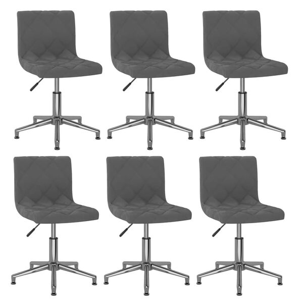 vidaXL Eetkamerstoelen draaibaar 6 st fluweel donkergrijs