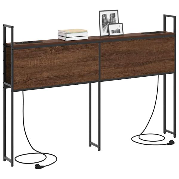 vidaXL Opberghoofdbord met Oplaadstation bruin eikenkleur Bewerkt hout