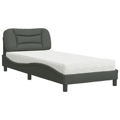 vidaXL Bed met matras stof donkergrijs 90x200 cm