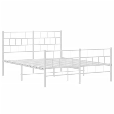 vidaXL Bedframe met hoofd- en voeteneinde metaal wit 140x190 cm