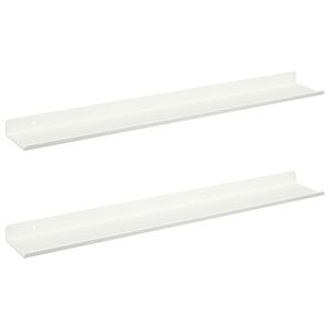 vidaXL Drijvende plank 2 st Wit 60 x 8,5 x 2,5 cm Staal