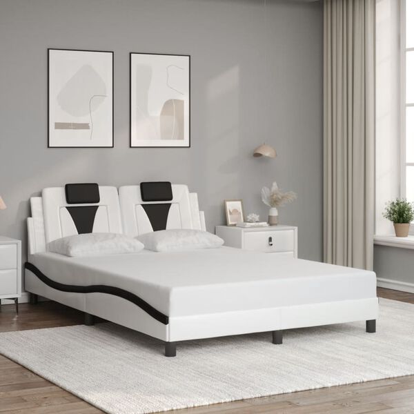 vidaXL Bedframe "Viana" zonder matras kunstleer zwart en wit 120x200 cm