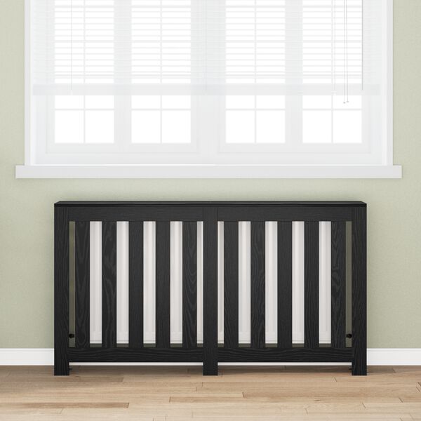 vidaXL Radiatorafdekking Zwart Eiken 149 x 20 x 82 cm Bewerkt hout