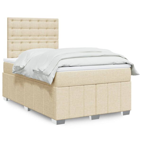 vidaXL Boxspring met matras stof cr&egrave;mekleurig 120x190 cm