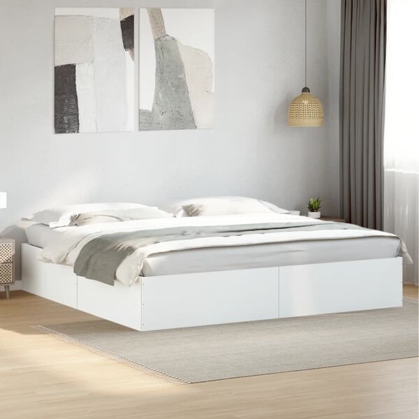 vidaXL Bedframe bewerkt hout wit 180x200 cm