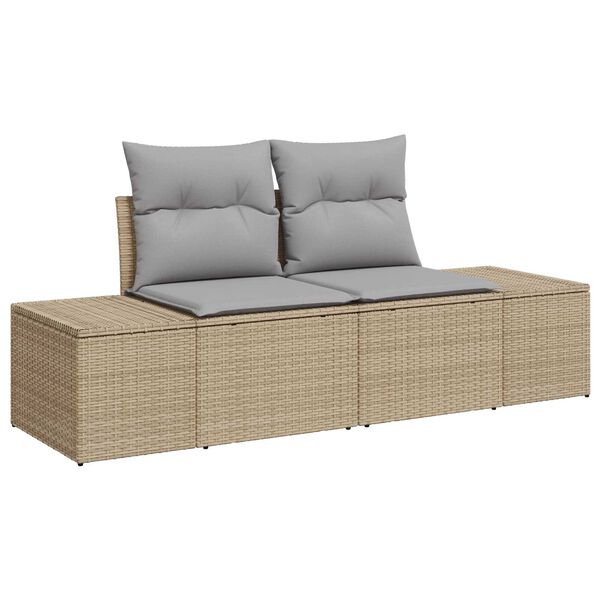 vidaXL Tuinbankenset met kussen 13 pcs Beige poly rattan