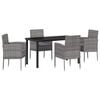 vidaXL Tuin eettafelset 5 st Grijs poly rattan