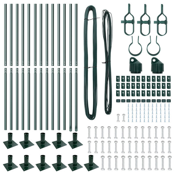 vidaXL Hekpalen 13 pcs Groen Ø32mm 160 cm Gegalvaniseerd staal