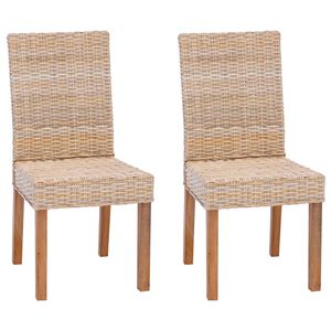 vidaXL Eetkamerstoel 2 pcs Naturel 45 x 54 x 93 cm Massief Mahoniehout