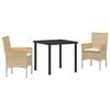 vidaXL Tuin eettafelset 3 st Beige poly rattan