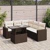 vidaXL 6-delige Loungeset met kussens poly rattan bruin