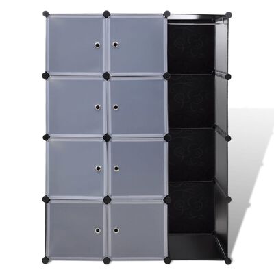 vidaXL Kast met 9 vakken modulair 37x115x150 cm zwart en wit