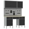 vidaXL Werk kast met lade 10 pcs Zwart Engineered hout en staal