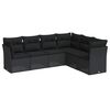 vidaXL 6-delige Loungeset met kussens poly rattan zwart