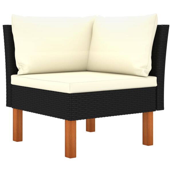 vidaXL 7-delige Loungeset poly rattan en eucalyptushout zwart