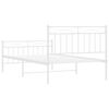 vidaXL Bedframe met hoofd- en voeteneinde metaal wit 107x203 cm