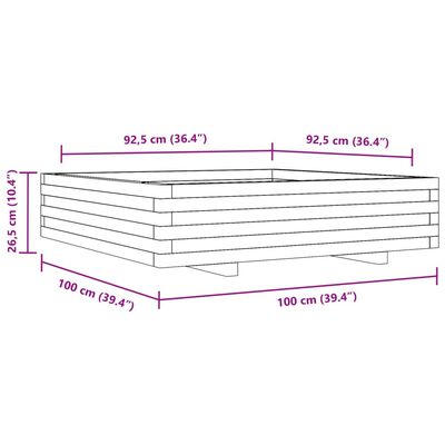 vidaXL Plantenbak 100x100x26,5 cm massief grenenhout wit