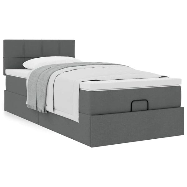 vidaXL Ottoman bed met matras 80x200cm stof donkergrijs