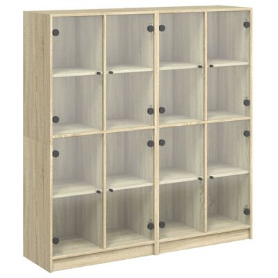 vidaXL Boekenkast met deuren 136x37x142 cm hout sonoma eikenkleurig