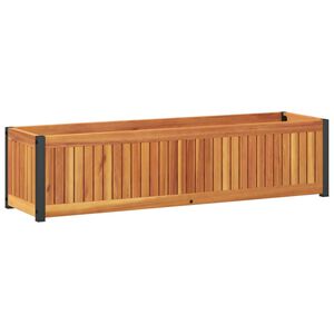 vidaXL Plantenbak 110x30x27,5 cm massief acaciahout en staal