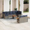 vidaXL 10-delige Loungeset met kussens poly rattan grijs