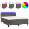 vidaXL Boxspring met matras en LED fluweel donkergrijs 140x200 cm