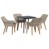 vidaXL Tuin eettafelset 5 st Lichtgrijs poly rattan