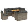 vidaXL 9-delige Loungeset met kussens poly rattan grijs
