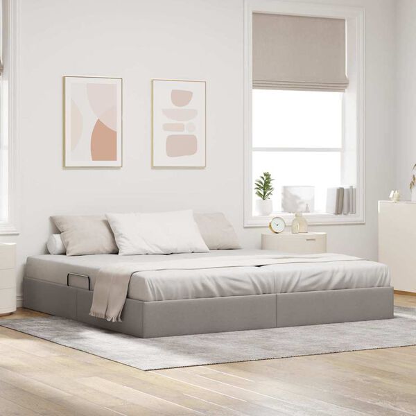 vidaXL Opslag bed met matras met hoofdeinde Taupe 200 x 200 cm Stof