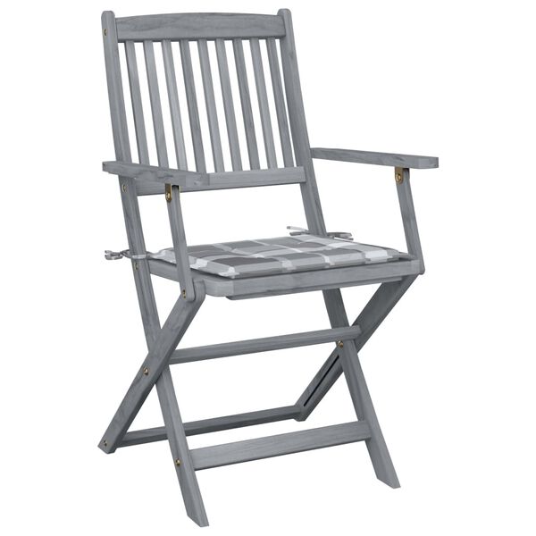 vidaXL Tuinstoelen 4 st inklapbaar met kussens massief acaciahout