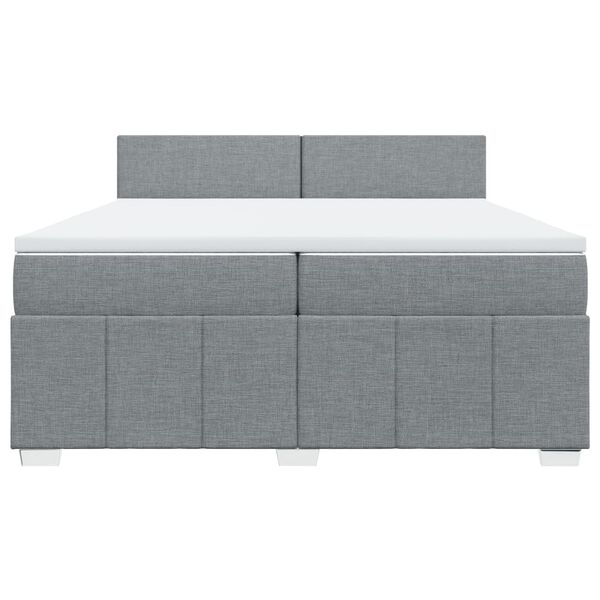 vidaXL Boxspring met matras stof lichtgrijs 200x200 cm