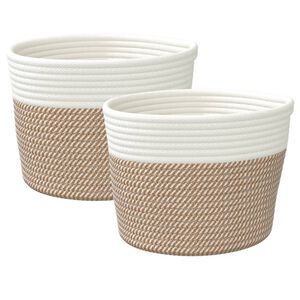 vidaXL Opbergmanden 2 st &Oslash; 24x18 cm katoen bruin en wit