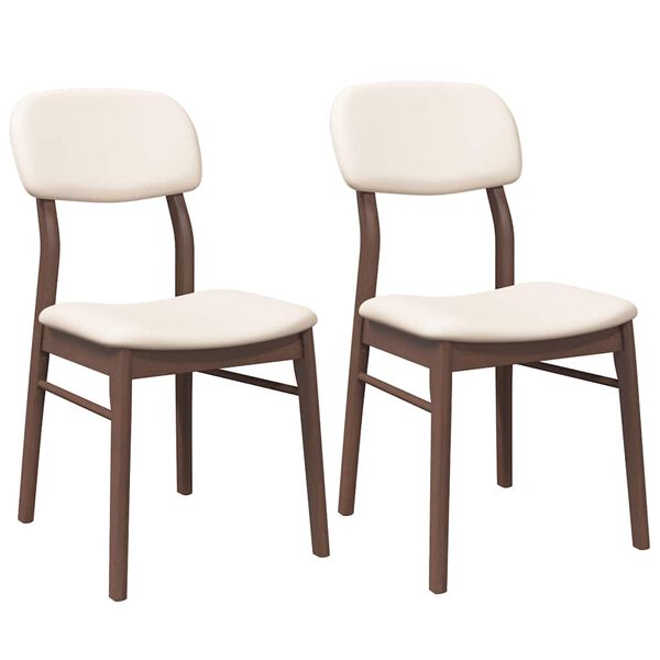 vidaXL Eetkamerstoelen met kussens 2 st massief hout rubber bruin