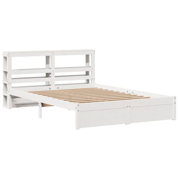 vidaXL Bedframe met hoofdeinde zonder matras 140x190 cm wit