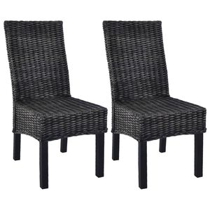 vidaXL Eetkamerstoelen 2 st kubu rattan en mahoniehout zwart