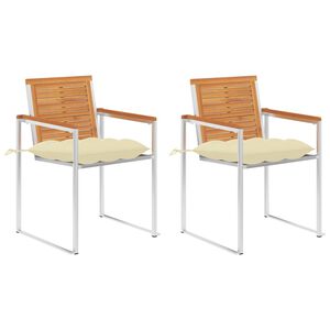 vidaXL Tuinstoelen 2 st met kussens massief acaciahout en staal