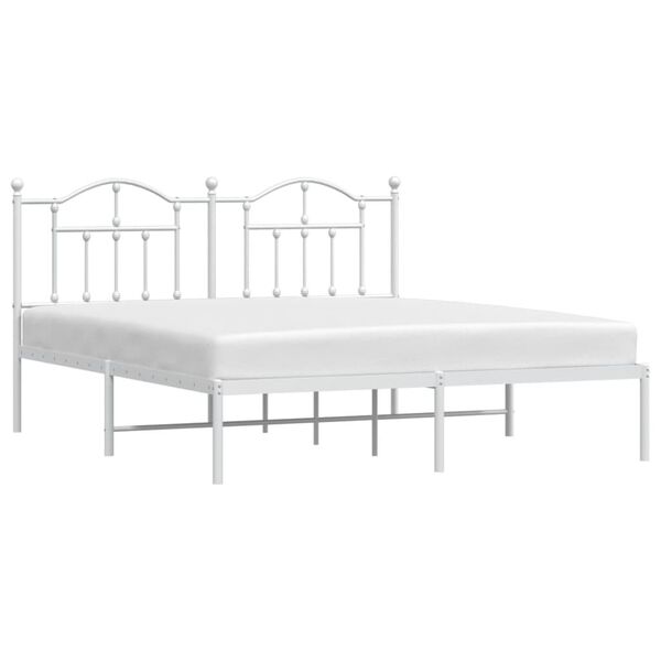 vidaXL Bedframe met hoofdbord metaal wit 180x200 cm
